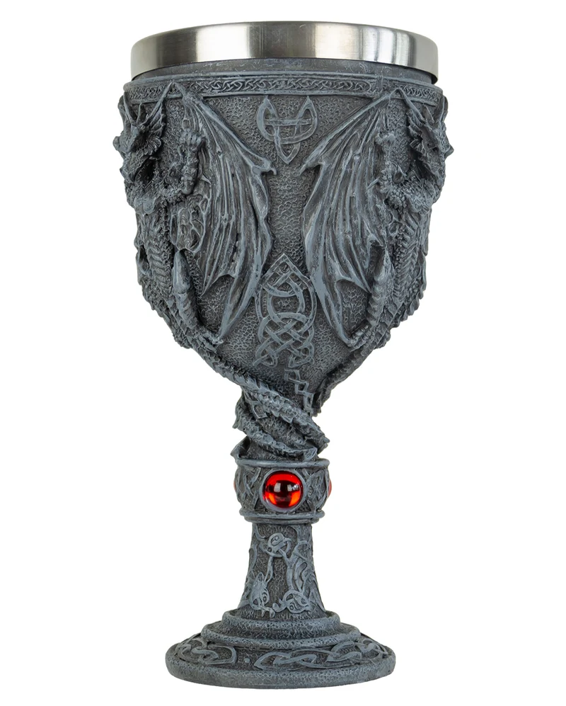 Imposanter Drachenkelch mit Schmucksteinen 20cm