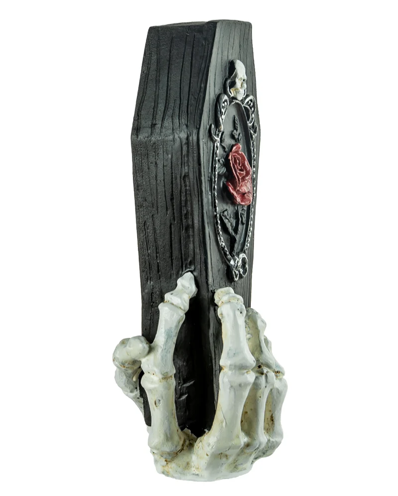 Skeletthand mit Schwarzem Sarg 25cm