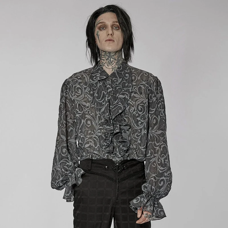 Gothic Herrenhemd mit Puffärmeln und Rüschen