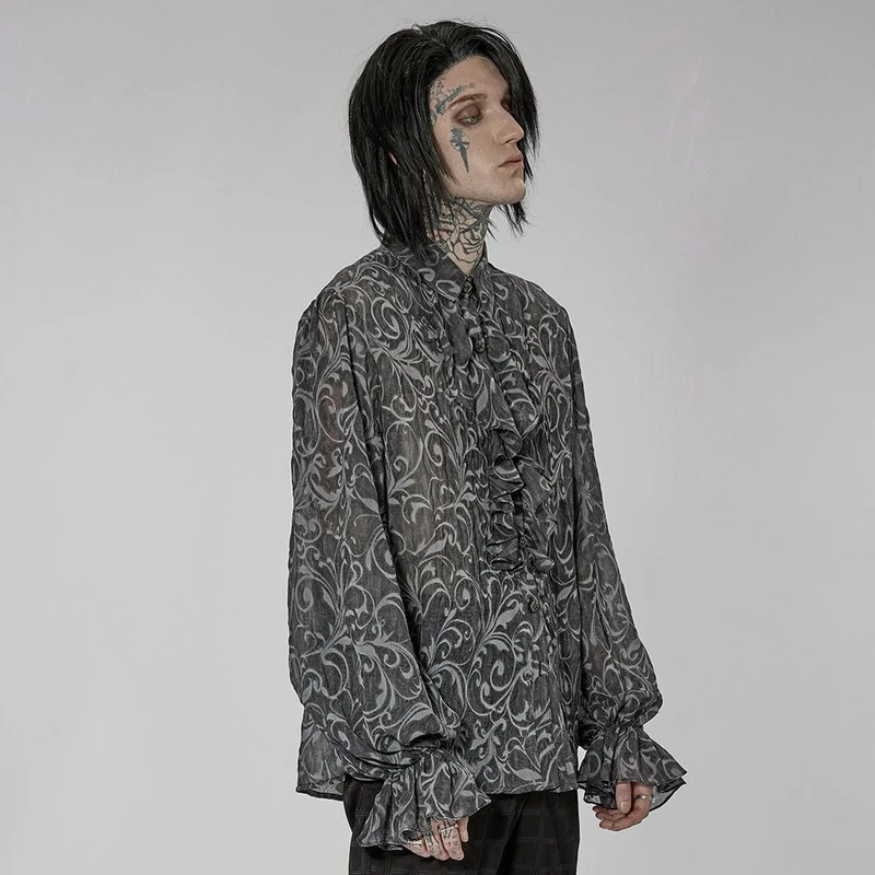 Gothic Herrenhemd mit Puffärmeln und Rüschen