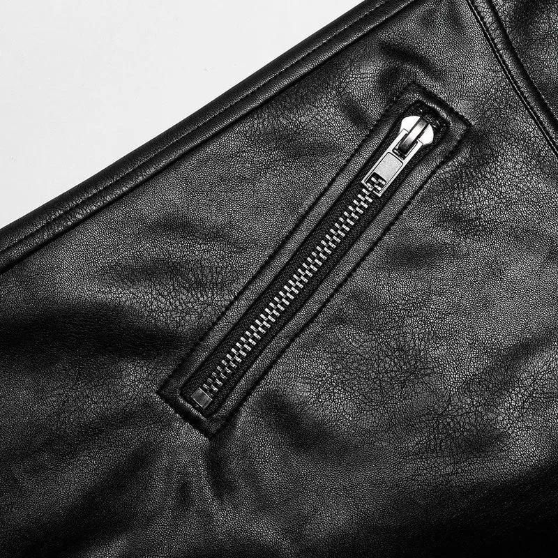 Herren Punk Kunstlederhose mit Riemen