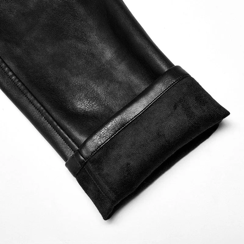 Herren Punk Kunstlederhose mit Riemen