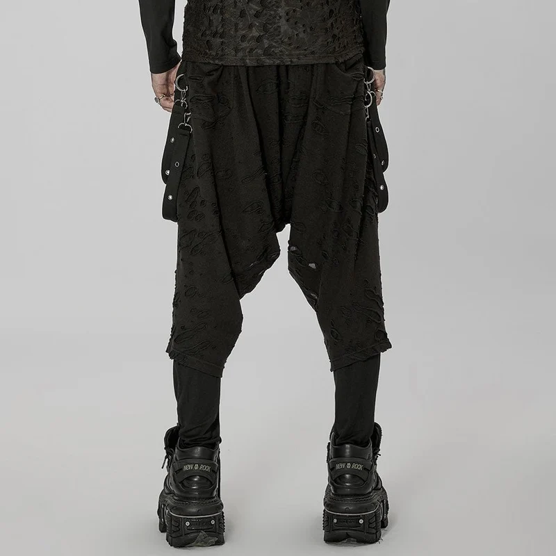 Herren Gothic zerrissene schlaffe Hose mit Trägern