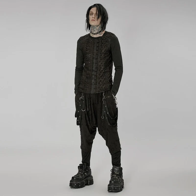 Herren Gothic zerrissene schlaffe Hose mit Trägern