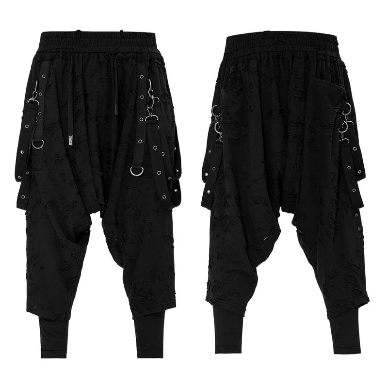 Herren Gothic zerrissene schlaffe Hose mit Trägern