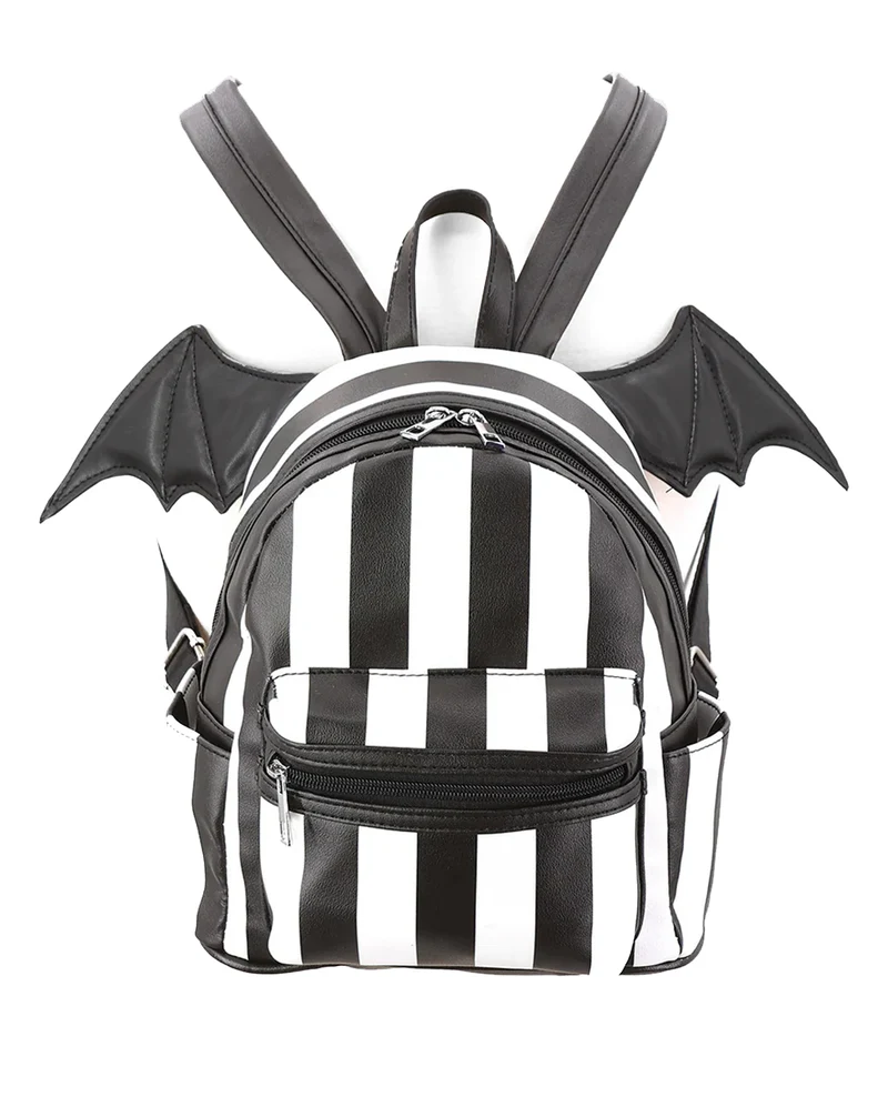 Gestreifter Mini-Rucksack mit Fledermausflügel