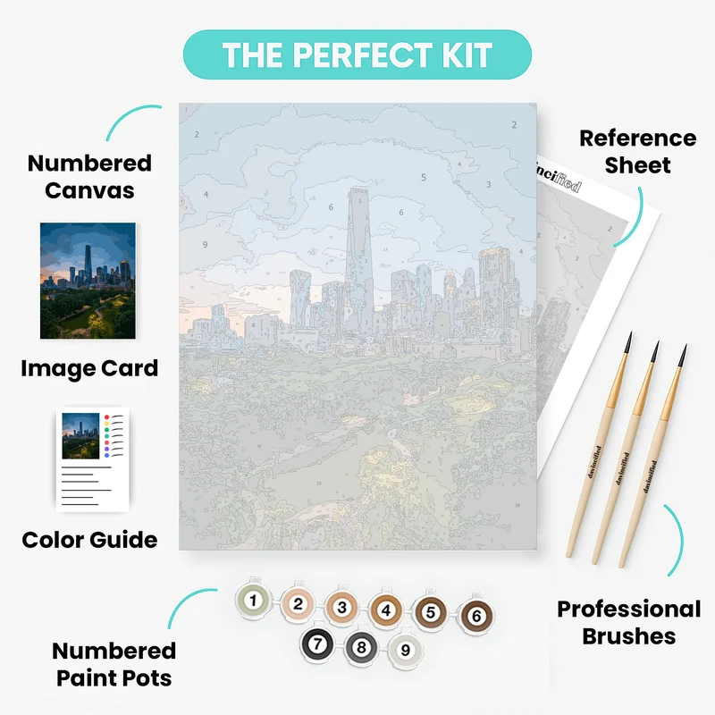 Melbourne City Skyline at Dusk - Paint by Numbers Kit
