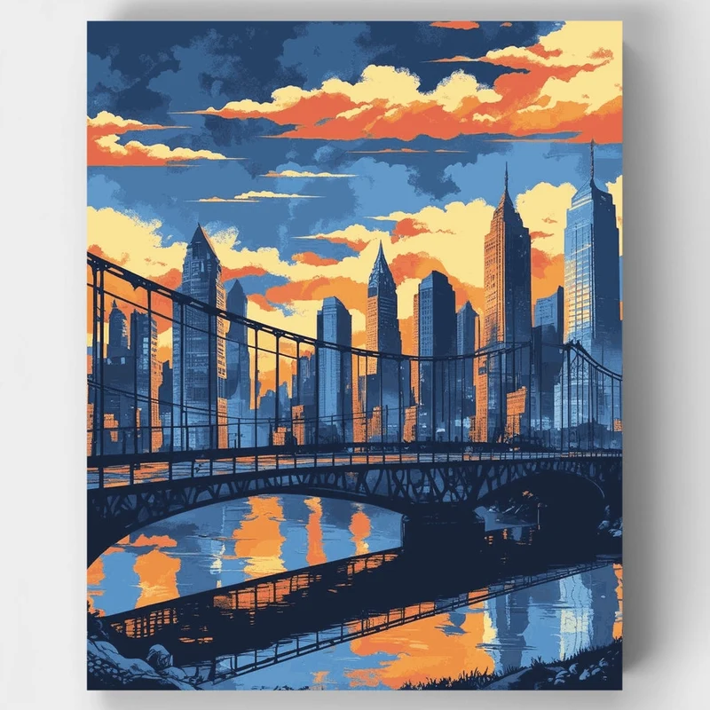 Melbourne Bridge Glow at Dusk - Paint by Numbers Kit