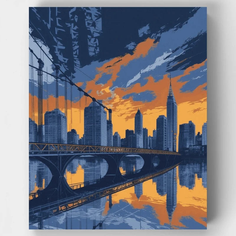 Melbourne Skyline at Sunset - Paint by Numbers Kit