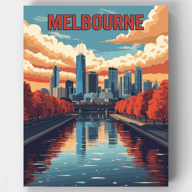 Melbourne Autumn Riverscape - Paint by Numbers Kit