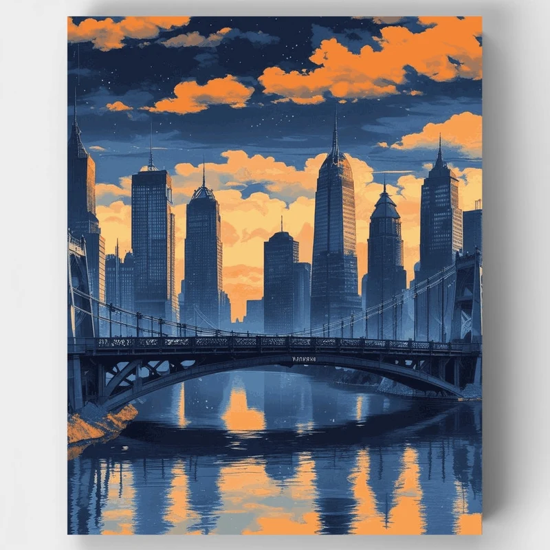 Melbourne City Bridge at Sunset - Paint by Numbers Kit