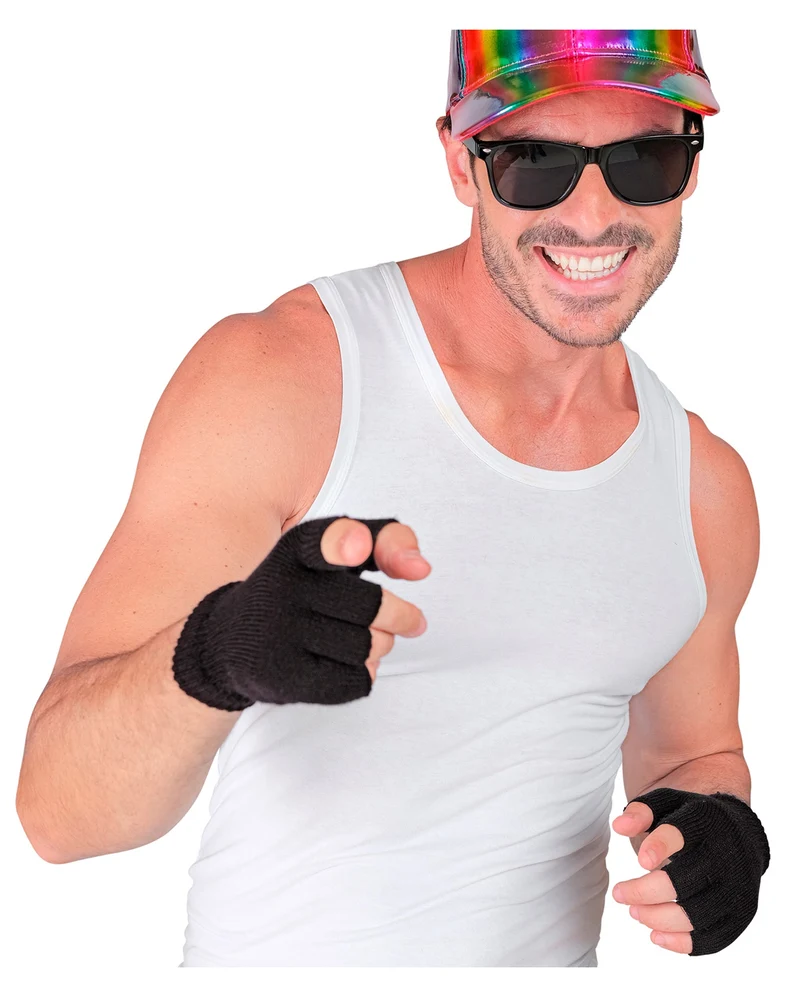 Schwarze Fingerlose 80´s Handschuhe