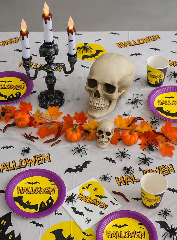 Halloween Pappgeschirr Set Fledermaus 19 Teile