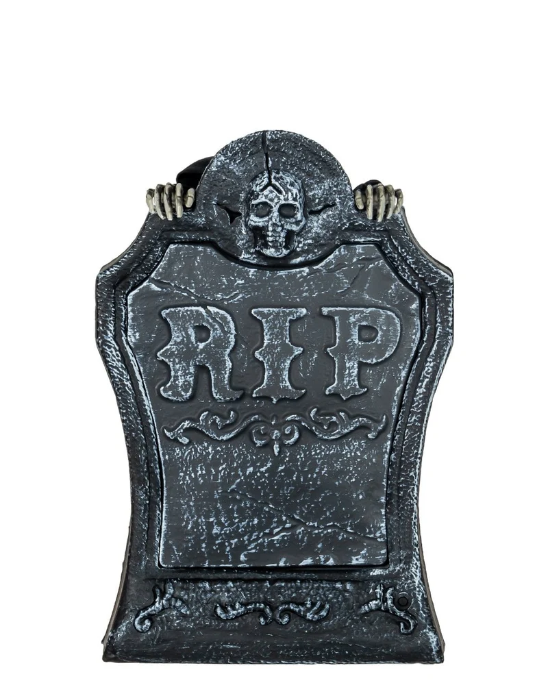 Grabstein mit Verstecktem Grim Reaper Animatronic 39cm