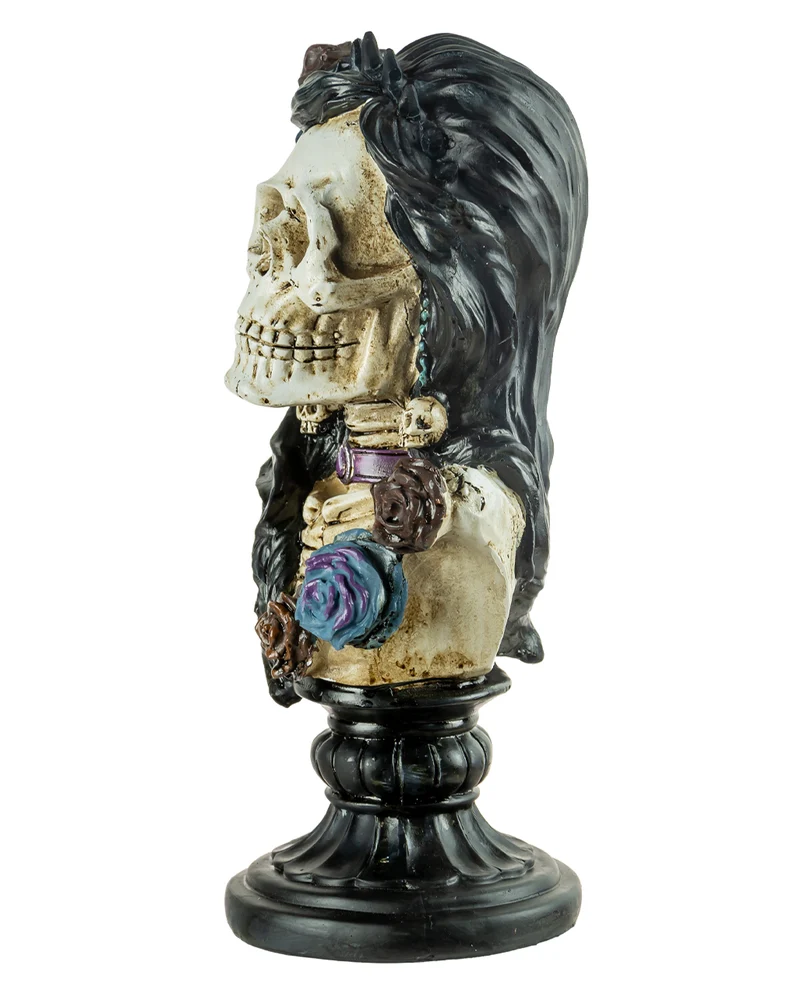 Skelett Lady Büste mit Rosen & Skull 26,5cm