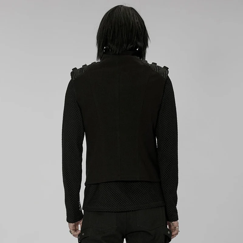 Herren Punk Patches Splice Buckles Weste