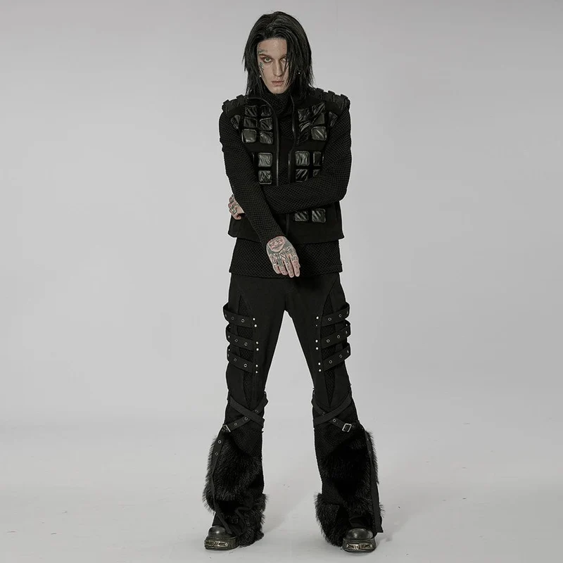 Herren Punk Patches Splice Buckles Weste