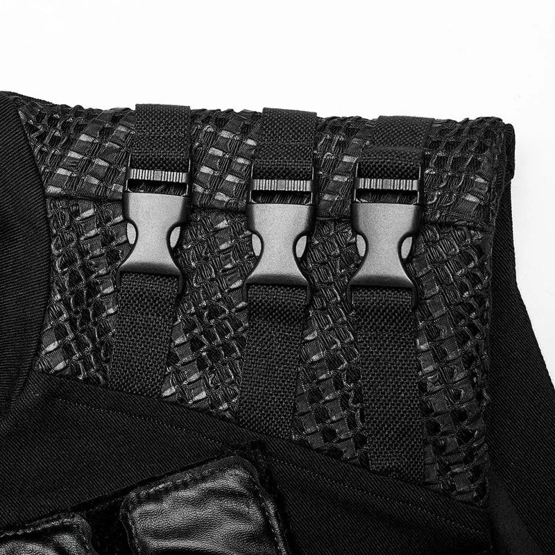 Herren Punk Patches Splice Buckles Weste