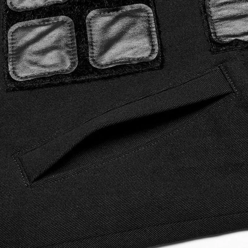 Herren Punk Patches Splice Buckles Weste