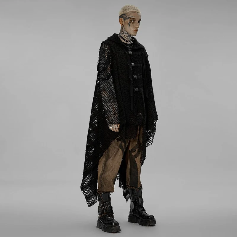 Gothic Buckles Unregelmäßige Netzweste für Herren