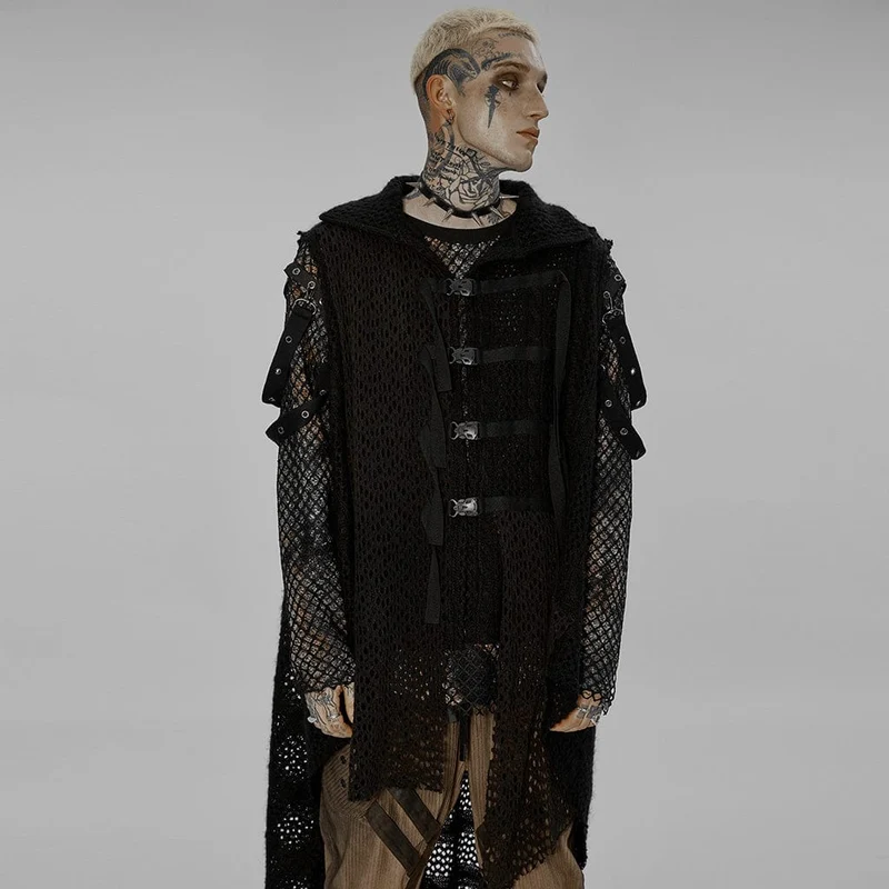 Gothic Buckles Unregelmäßige Netzweste für Herren