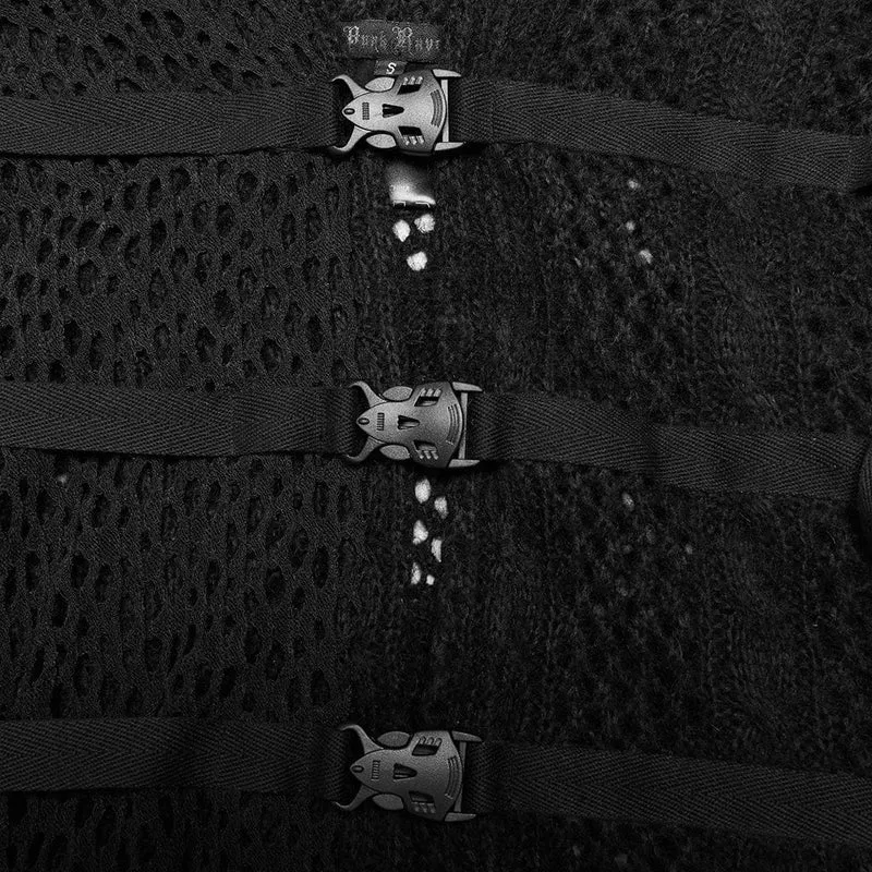 Gothic Buckles Unregelmäßige Netzweste für Herren