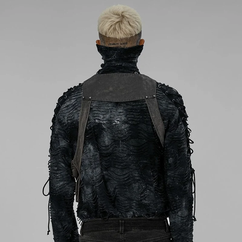 Herren Punk Distressed Buckles Harness mit Tasche