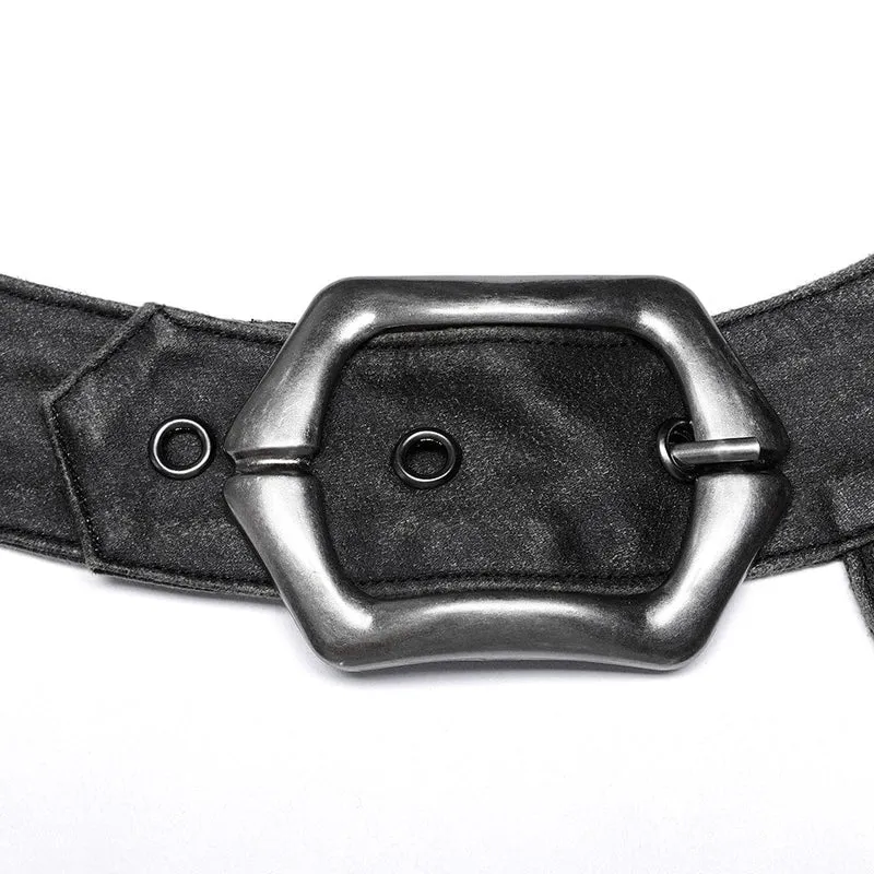 Herren Punk Distressed Buckles Harness mit Tasche