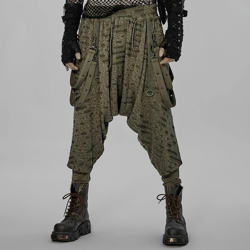 Herren Gothic zerrissene schlaffe Hose mit Trägern