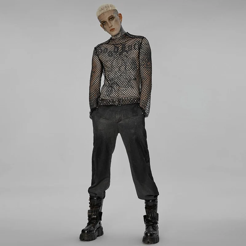 Durchsichtiges Punk-Mesh-Shirt für Herren