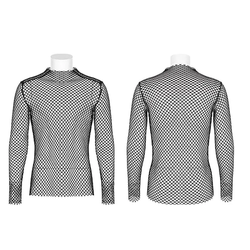 Durchsichtiges Punk-Mesh-Shirt für Herren