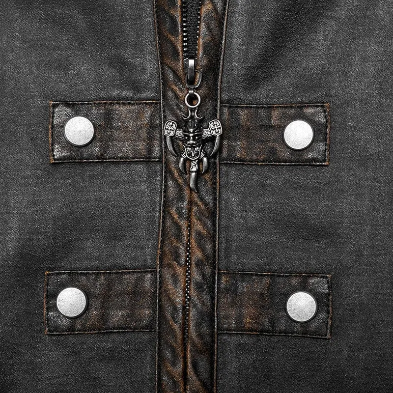 Herren Punk Umhang Spleißschnallen Langer Mantel