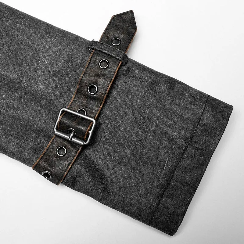 Herren Punk Umhang Spleißschnallen Langer Mantel