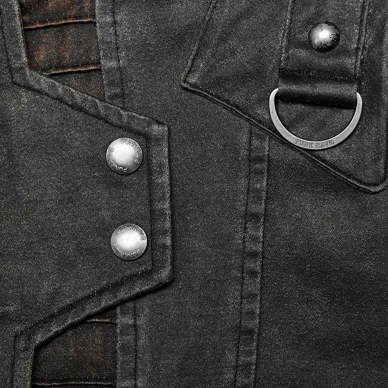 Herren Punk Stehkragen Splice Distressed Jacke