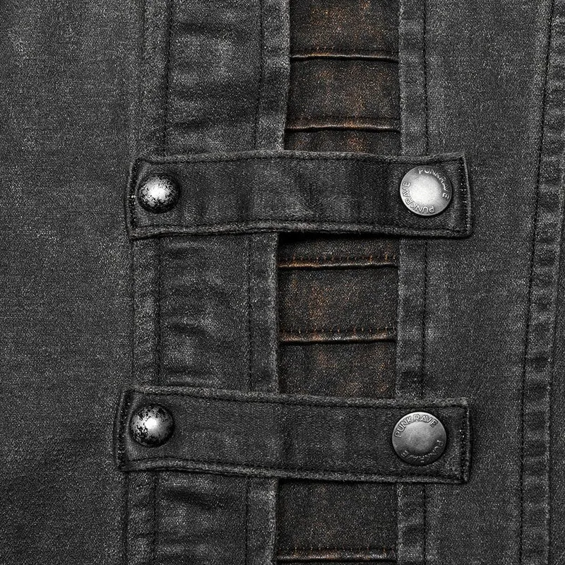 Herren Punk Stehkragen Splice Distressed Jacke