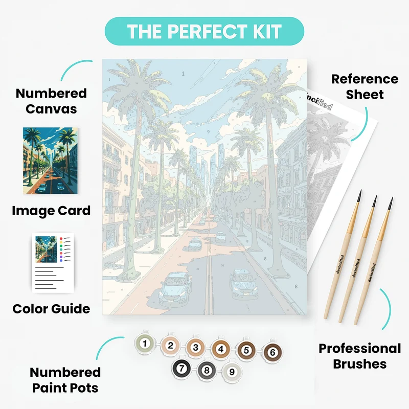 Los Angeles Palm Boulevard - Paint by Numbers Kit