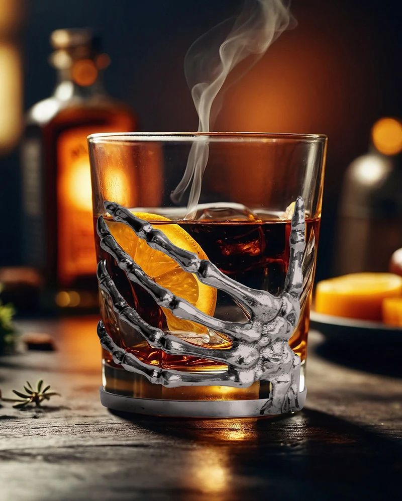 Gothic Heritage Whiskey Glas mit Skeletthand 300ml