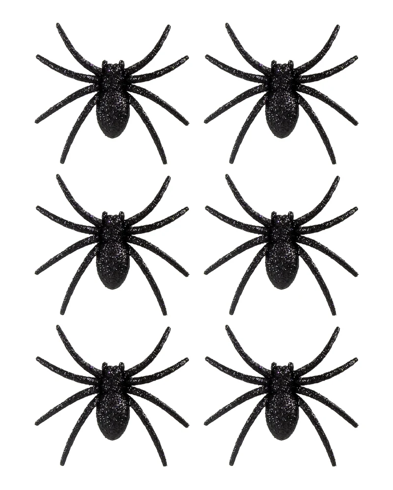 Schwarze Glitter Spinnen 6 St.