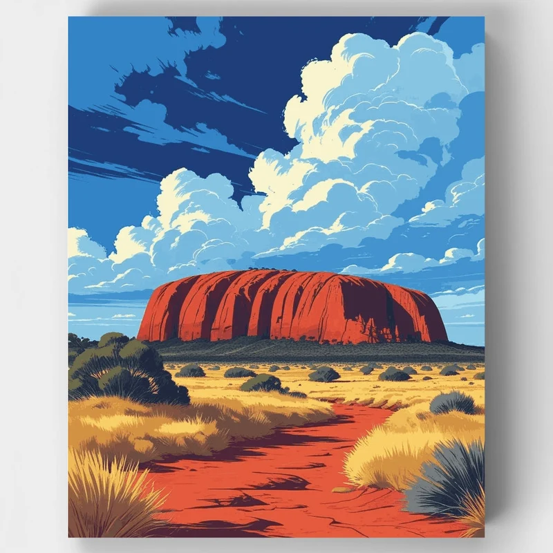Uluru at Sunset in Kata Tjuta National Park - Paint by Numbers Kit