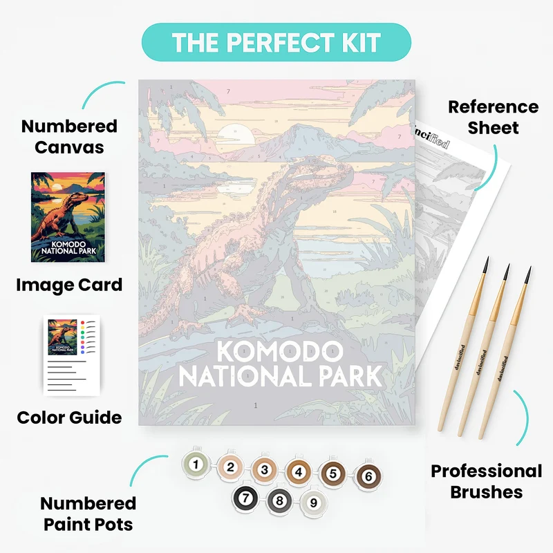 Sunset at Komodo National Park - Paint by Numbers Kit