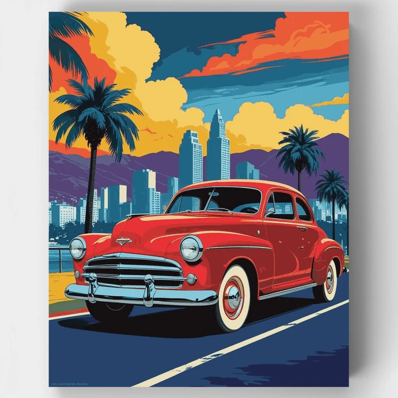 Los Angeles Vintage Classic Car - Paint by Numbers Kit