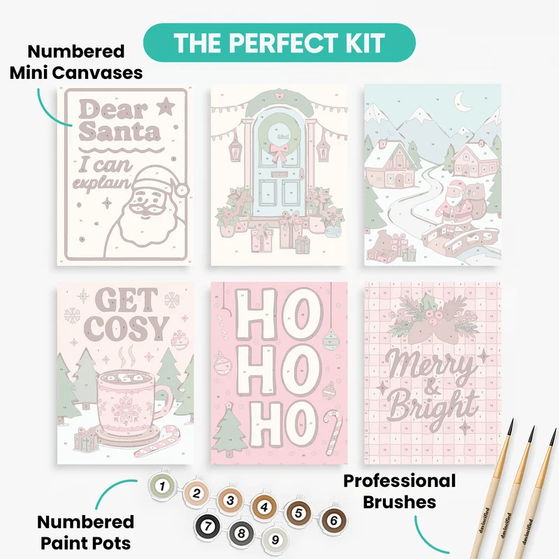 Festive Christmas Cheer - Mini Paint by Numbers Set