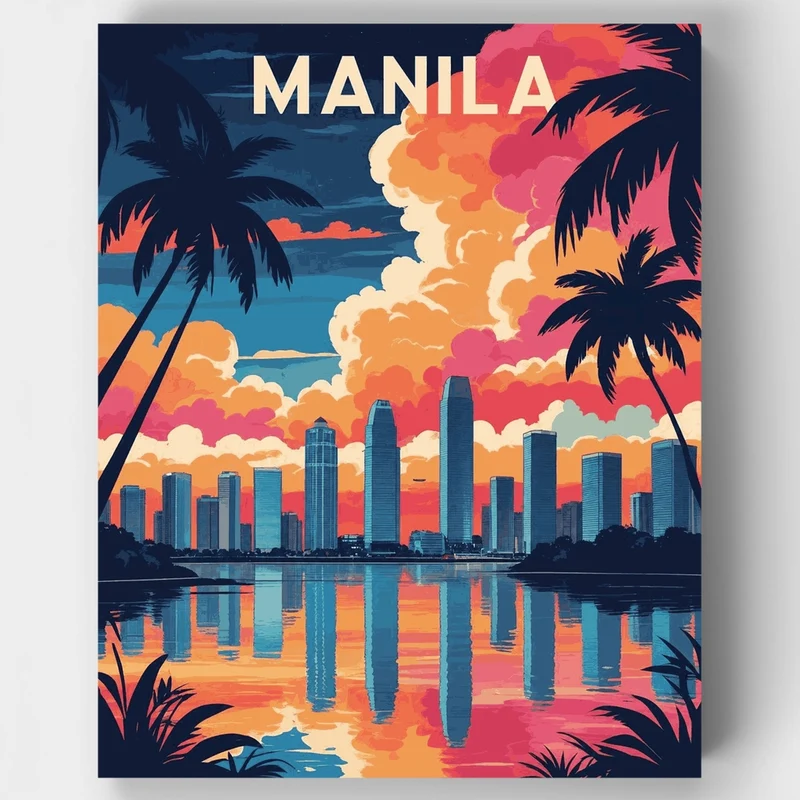 Manila Sunset Skyline - Paint by Numbers Kit
