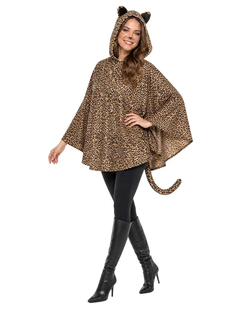Leoparden Poncho als Kostüm