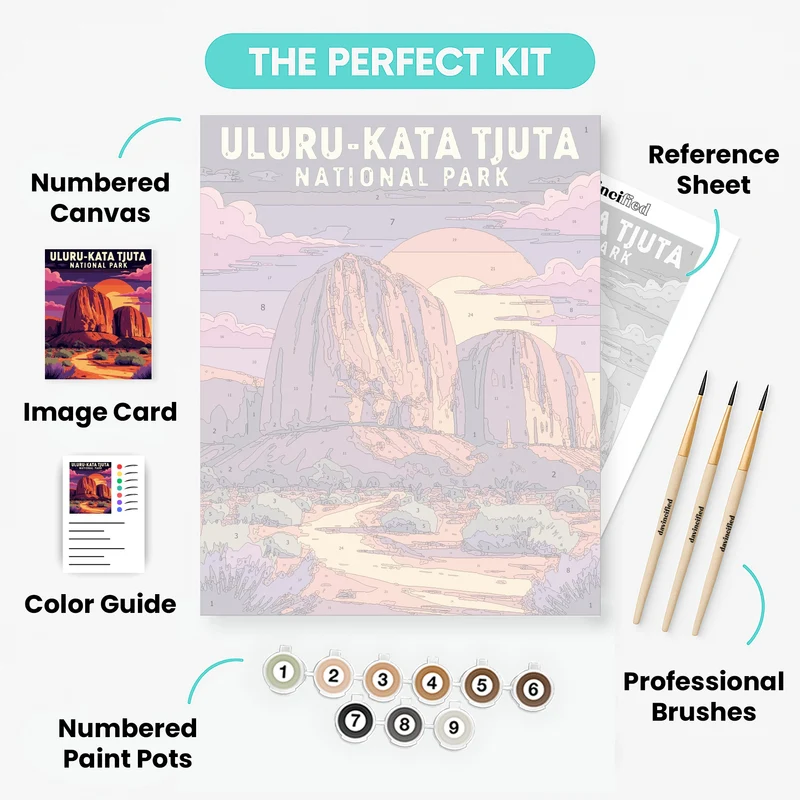 Uluru-Kata Tjuta Sunset Rock Formation - Paint by Numbers Kit