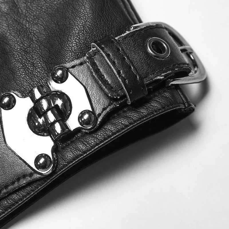 Herren Punk Kunstleder ausgehöhlte Weste