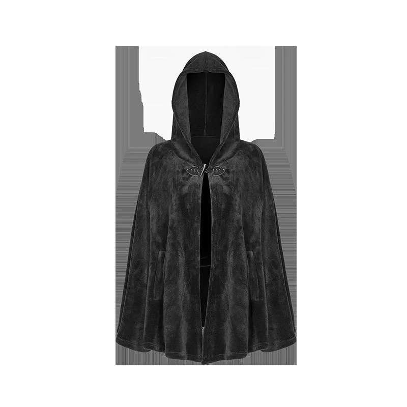 Frauen-Punk-Pelz mit Kapuze Mond Unregelmäßige Cape Mantel Punk Mond Cape