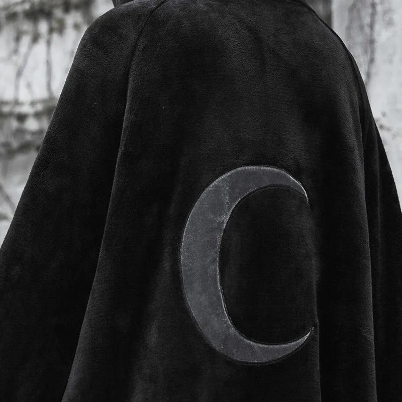 Frauen-Punk-Pelz mit Kapuze Mond Unregelmäßige Cape Mantel Punk Mond Cape