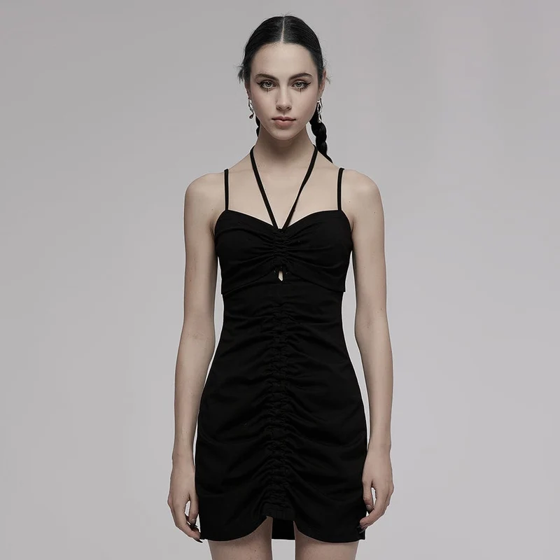 Grunge-Neckholder-Karo-Slip-Kleid für Damen