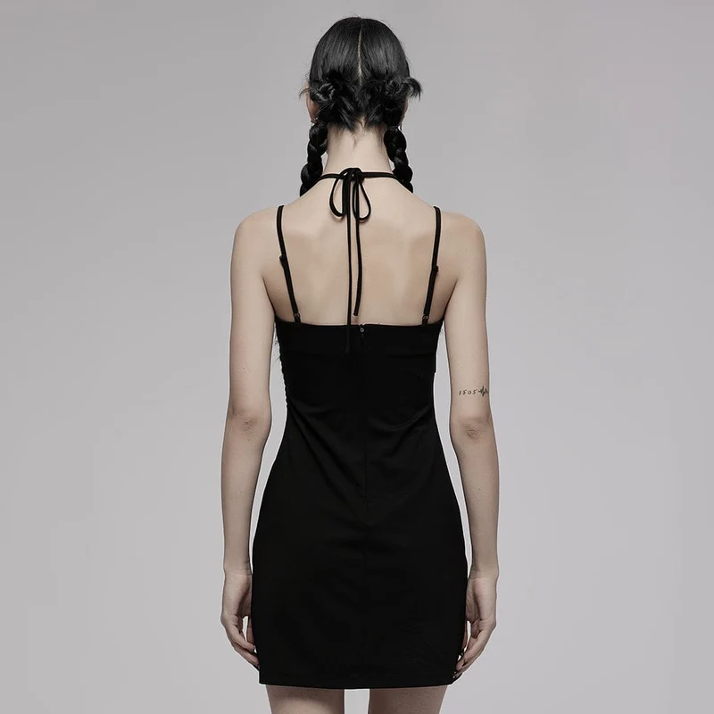 Grunge-Neckholder-Karo-Slip-Kleid für Damen